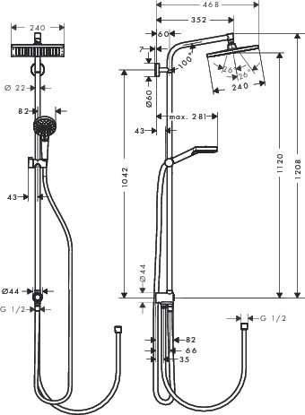 HG Showerpipe Crometta E 240 Reno EcoSmart chrom