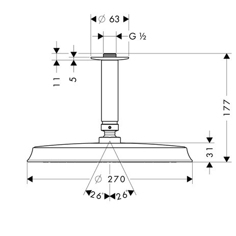 HG Tellerkopfbrause Raindance Classic 240mm Air chr./go.m.Deckenelement 100mm