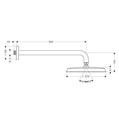 HG Tellerkopfbrause Raindance Classic 240mm Air chrom/gold mit Brausearm 383mm
