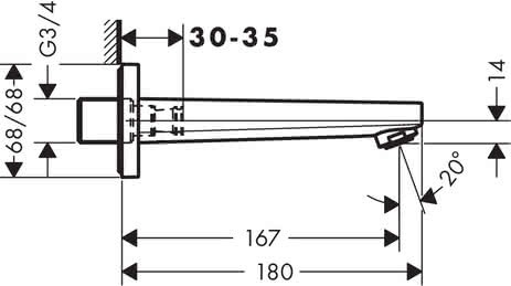 HG Wanneneinlauf Metropol 167mm chrom  