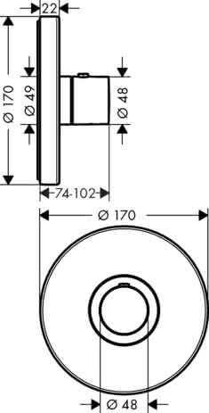 HG Thermostat UP Axor ShowerSelect Fertigset rund BN