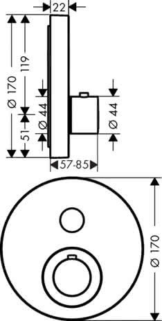 HG Thermostat UP Axor ShowerSelect Fertigset 1 Verbraucher rund BN