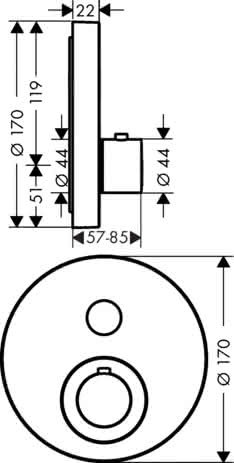 HG Thermostat UP Axor ShowerSelect Fertigset 1 Verbraucher rund PB