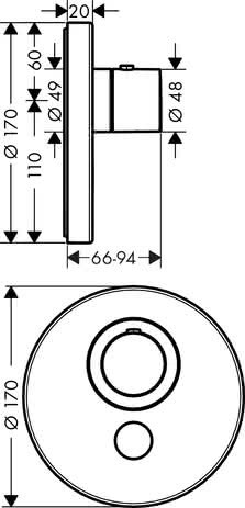 HG Thermostat UP Axor ShowerSelect Highflow FS 1 Verbraucher rund BN