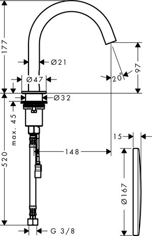 HG Waschtischmischer Elektronik Axor Uno chrom