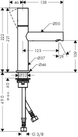 HG Waschtischmischer 110 Axor Uno Zerogriff ohne Ablaufgarnitur BN