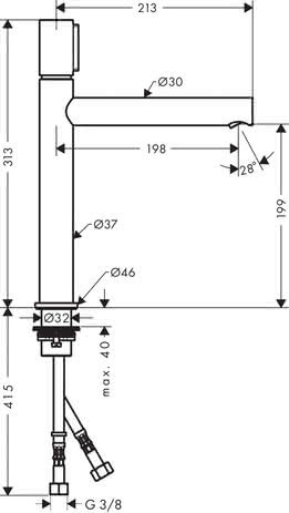 HG Waschtischmischer 200 Axor Uno Select ohne Ablaufgarnitur chrom