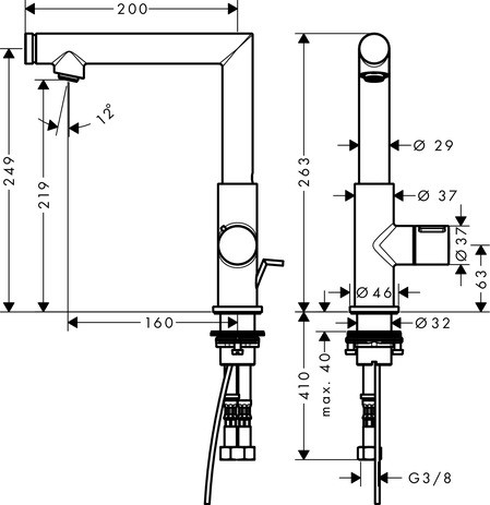HG Waschtischmischer 210 Axor Uno Select Schwenkauslauf chrom