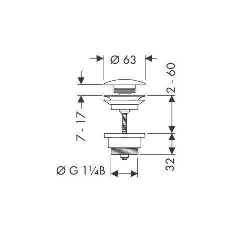 HG Ablaufventil Push-Open Axor DN32 chrom mit Überlaufloch