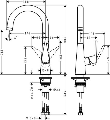 HG Spültischmischer Talis S 220 Schwenkauslauf edelstahl-optik