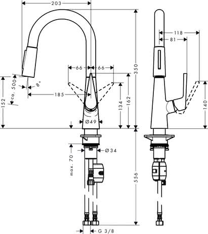 HG Spültischmischer Talis S 160 edelstahl-optik mit Ausziehbrause
