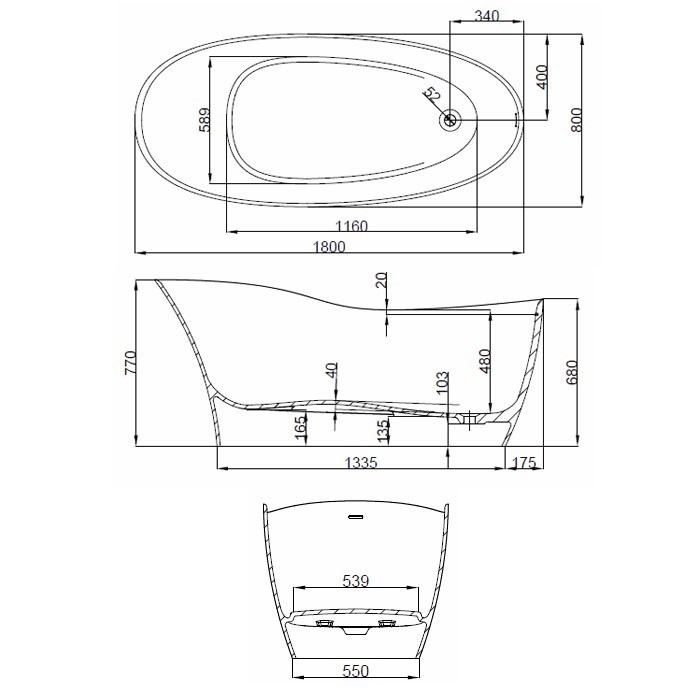 HO BW Namur Lounge 1800x800 freistehend Material Solique, weiß