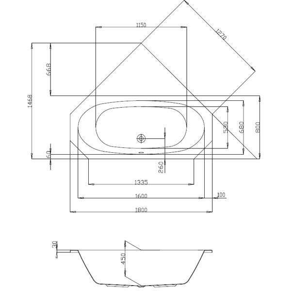 Hoesch Armada 1800x800x450 mm Achteck-Badewanne Einbaubadewanne Weiß 6169.010