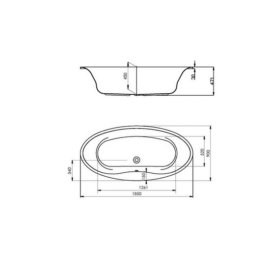 HO BW Cabo Oval  1850x900 weiß