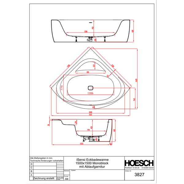 HO BW iSensi Eck 1500x1500 Monoblock, ang. Sch. weiß