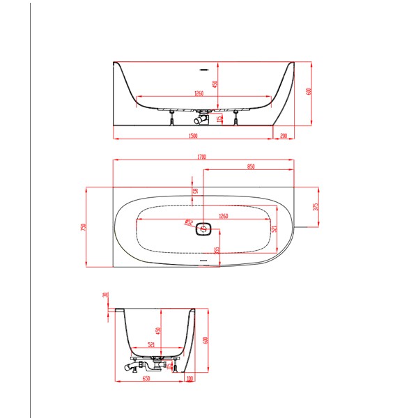 Hoesch Badewanne iSensi Eck 1700x750 Monoblock links mit Überlaufbefüllung chrom, angeformter Schürze