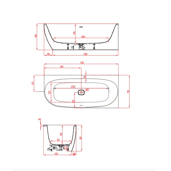 HO BW iSensi Eck 1700x750 Monoblock re. mit Überlaufbefüllung weiß, ang. Sch.