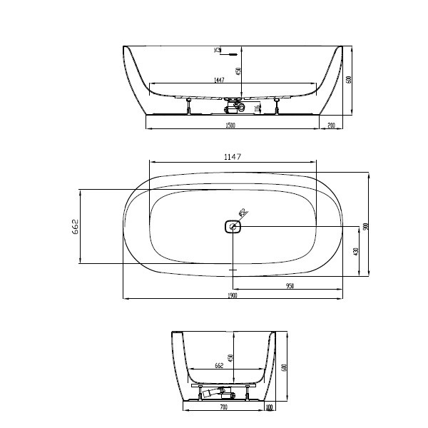 HO BW iSensi Oval 1900x900 fr.Bef. Monoblock, ang. Sch. weiß