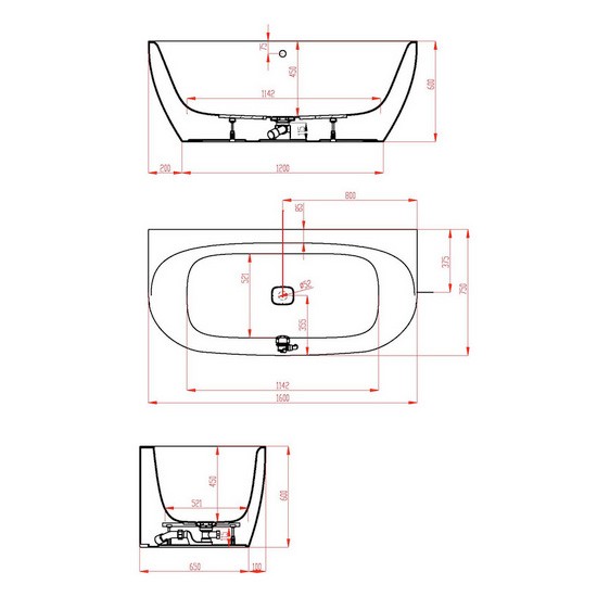 HO BW iSensi Vorwand 1600x750 Monoblock mit Überlaufbefüllung weiß, ang. Sch.