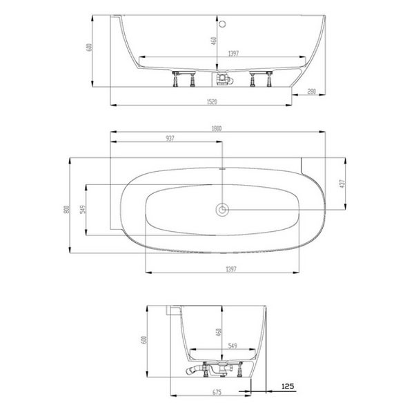 Hoesch Badewanne LaBrillante 1800x800 Ecke Links  Weiß, mit Überlauf
