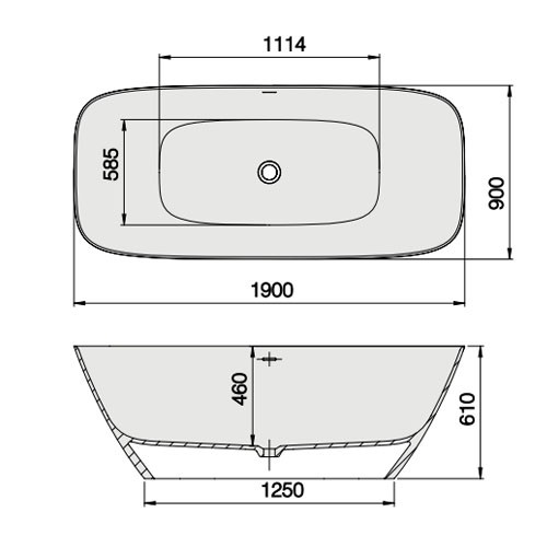Hoesch Badewanne LaSenia 1900x900 freistehend Material Solique, weiß