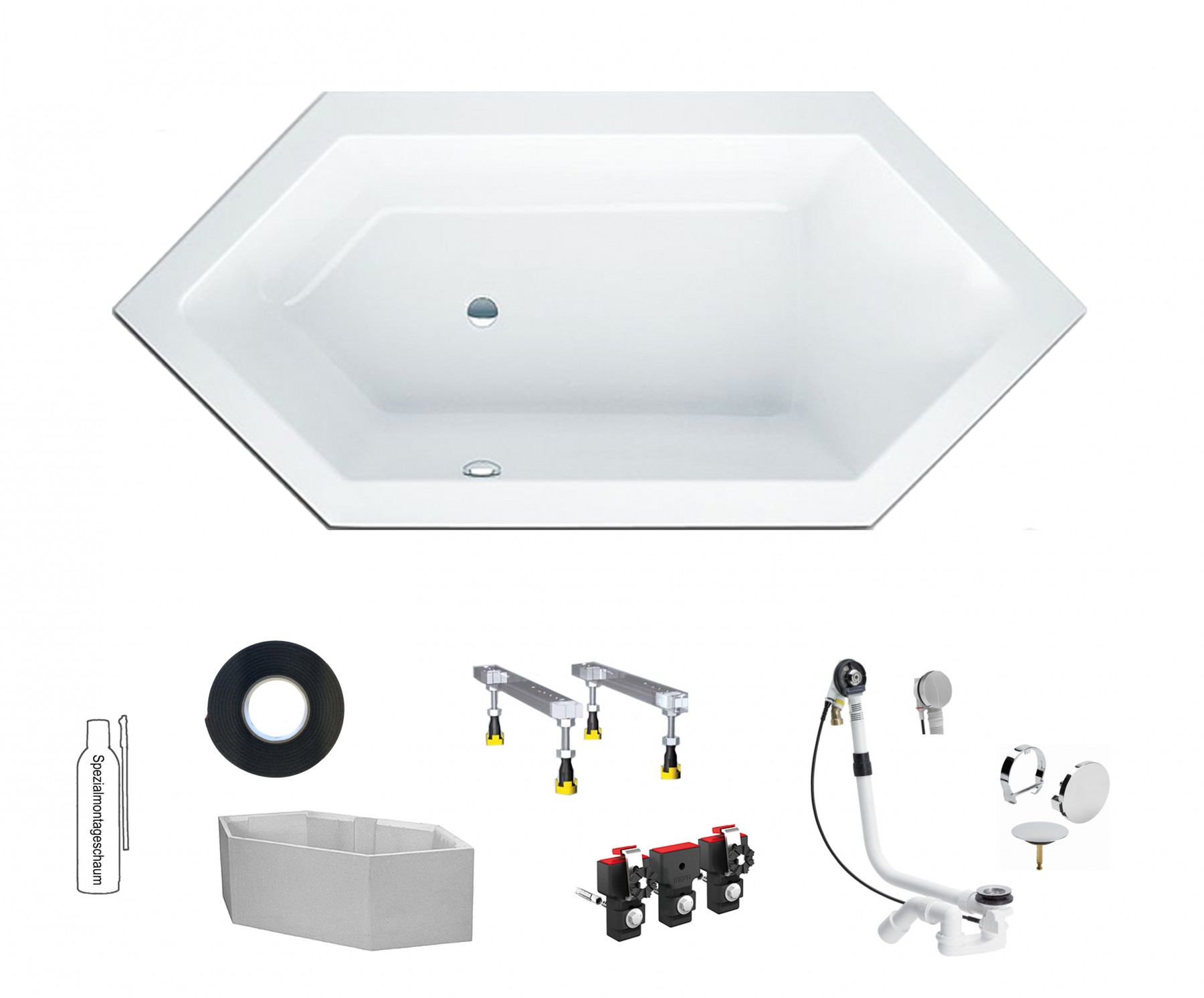 HOESCH Badewanne Scelta 6-Eck 2000x900, weiß - ABVERKAUF