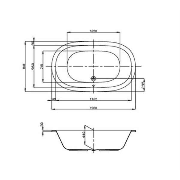 Hoesch Badewanne Waikiki oval 1900x1140, weiß  