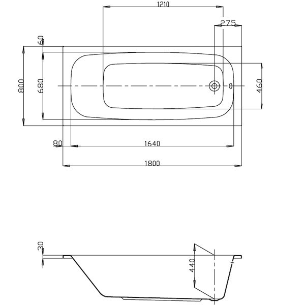 Hoesch Capri 1800x800x440 mm Rechteckbadewanne Einbaubadewanne Weiß 6107.010