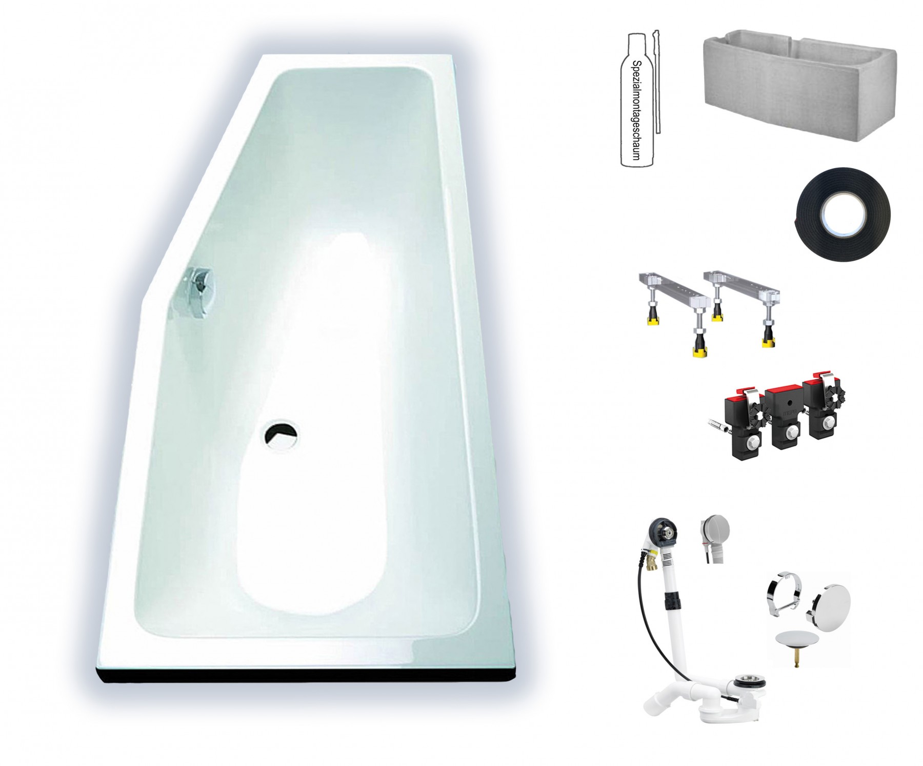 Hoesch Combi 1600x700 rechts weiß Raumsparwanne 5591.010