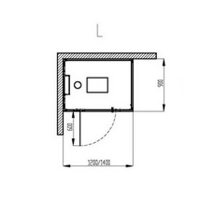 HO DB SensePerience RE 1200x900 li. bodenbündig, Wände schwarz