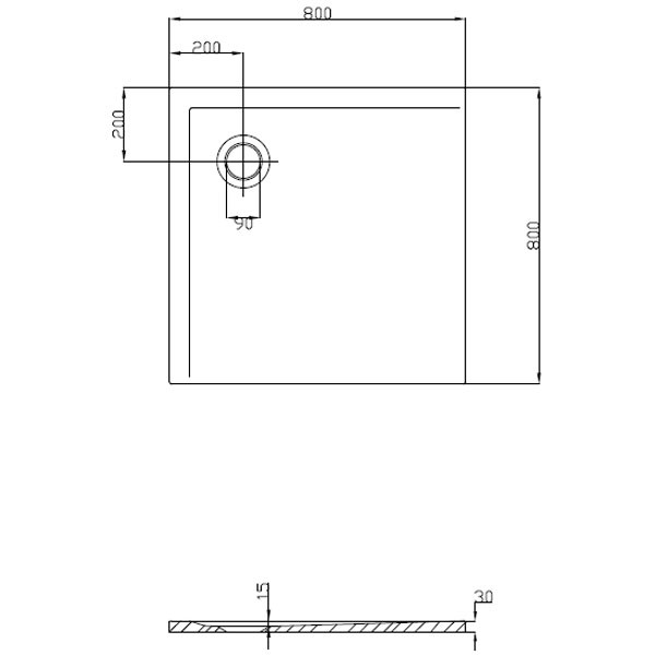 HO DW Muna 800x800x30 ohne Antirutsch, Material Solique, weiß