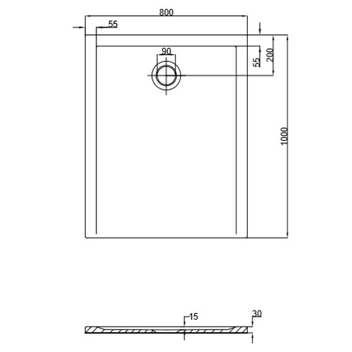 Hoesch Duschwanne Muna S 1000x800x30 ohne Antirutsch, Material Solique, weiß