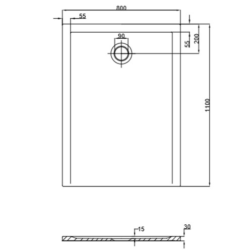 Hoesch Duschwanne Muna S 1100x800x30 ohne Antirutsch, Material Solique, weiß