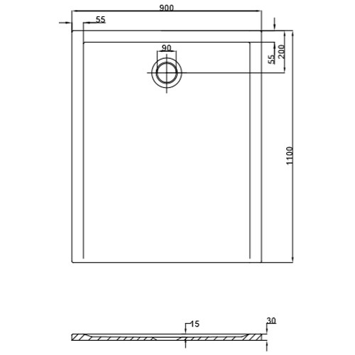 Hoesch Duschwanne Muna S 1100x900x30 ohne Antirutsch, Material Solique, weiß