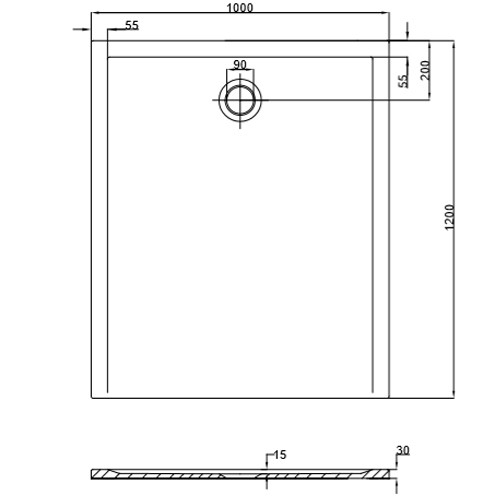HO DW Muna S 1200x1000x30 ohne Antirutsch, Material Solique, weiß