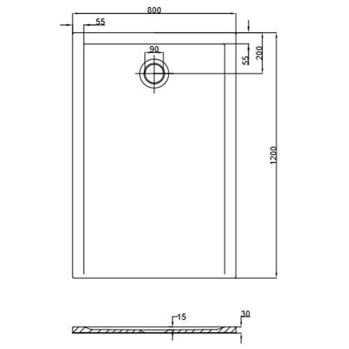 Hoesch Duschwanne Muna S 1200x800x30 ohne Antirutsch, Material Solique, weiß