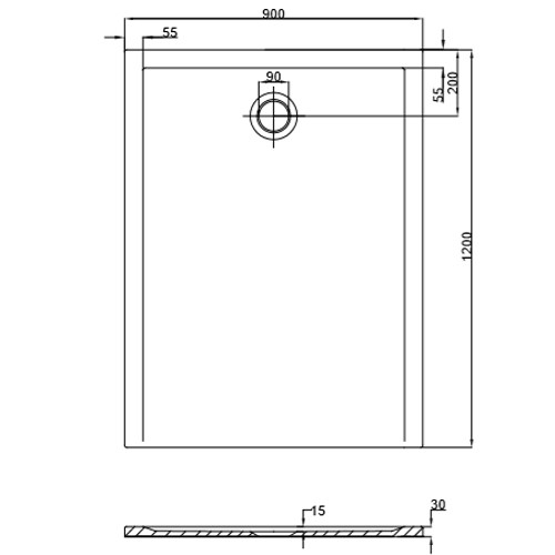 Hoesch Duschwanne Muna S 1200x900x30 ohne Antirutsch, Material Solique, weiß