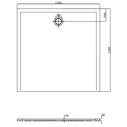 HO DW Muna 1300x1300x30 ohne Antirutsch, Material Solique, weiß