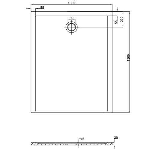 Hoesch Duschwanne Muna S 1400x1000x30 ohne Antirutsch, Material Solique, weiß