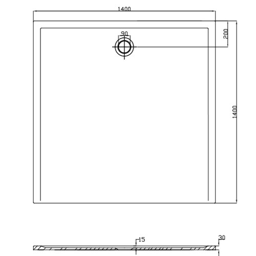 HO DW Muna 1400x1400x30 ohne Antirutsch, Material Solique, weiß