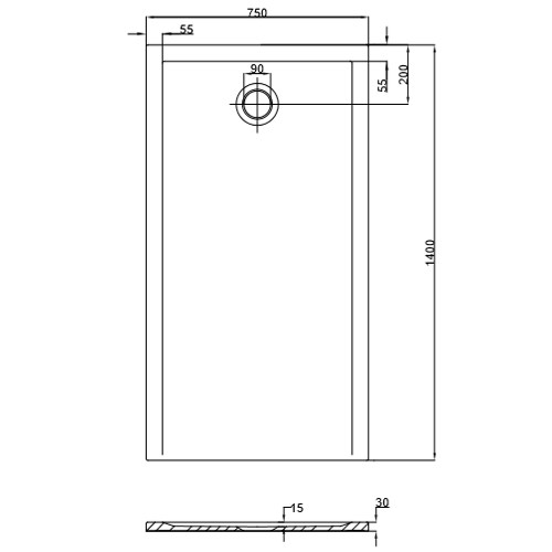 Hoesch Duschwanne Muna S 1400x750x30 ohne Antirutsch, Material Solique, weiß