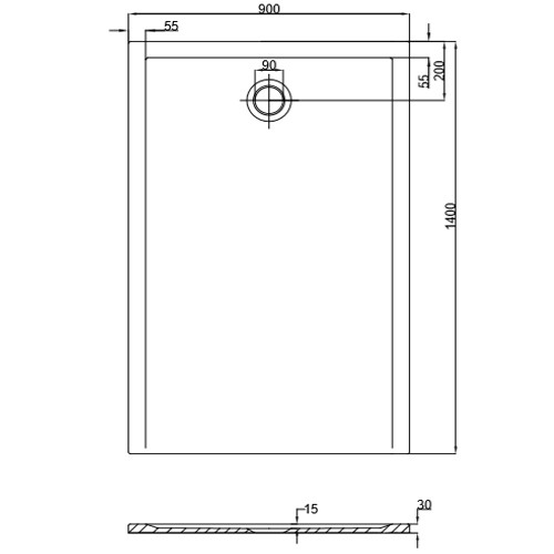 Hoesch Duschwanne Muna S 1400x900x30 ohne Antirutsch, Material Solique, weiß
