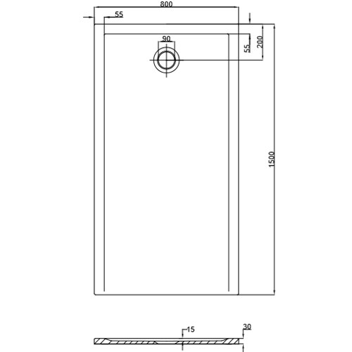 Hoesch Duschwanne Muna S 1500x800x30 ohne Antirutsch, Material Solique, weiß