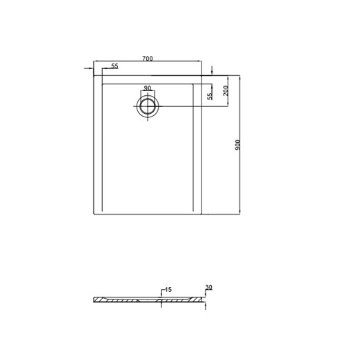 HO DW Muna "S" 800x750x30 ohne Antirutsch, Material Solique, weiß