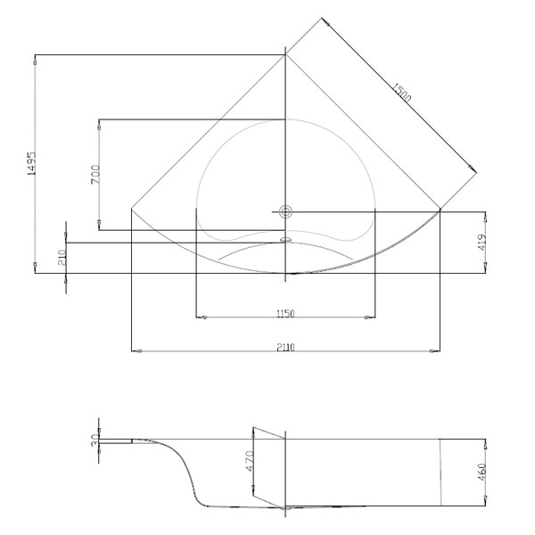 Hoesch Eckbadewanne Squadra, ohne Schürze, weiß - ABVERKAUF