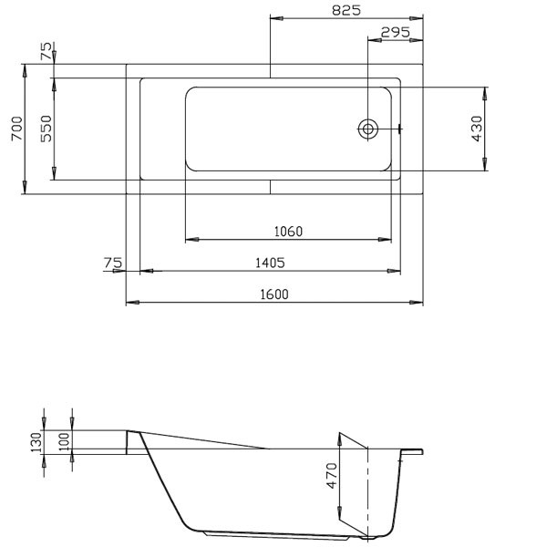 Hoesch Foster 1600x700x470 mm Rechteckbadewanne Einbaubadewanne Weiß 6647.010