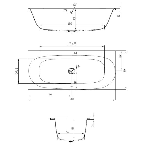 Hoesch iSENSI 1800x800x450 mm Eck-Badewanne Einbaubadewanne Rechts Weiß 3850.010