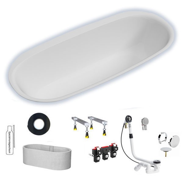 Hoesch iSENSI 1900x900x450 mm Oval-Badewanne Einbaubadewanne Weiß 3838.010