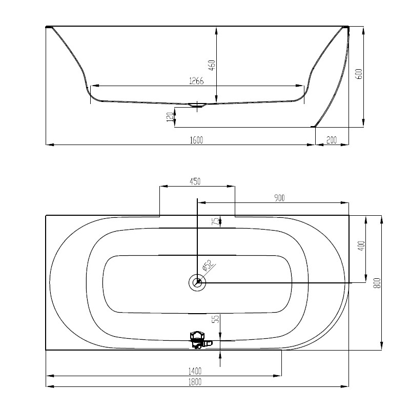 Hoesch Procasa Eckbadewanne 180x80 Monoblock Version links mit Befüllung