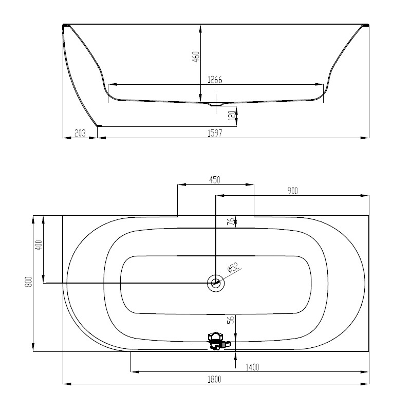 Hoesch Procasa Eckbadewanne 180x80 Monoblock Version rechts mit Befüllung